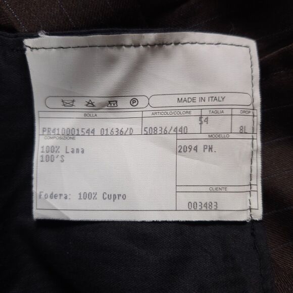 Isaia Napoli Wool Pants Mens 54 (38x33) Brown Pin Striped Pleated Trousers - Picture 5 of 14